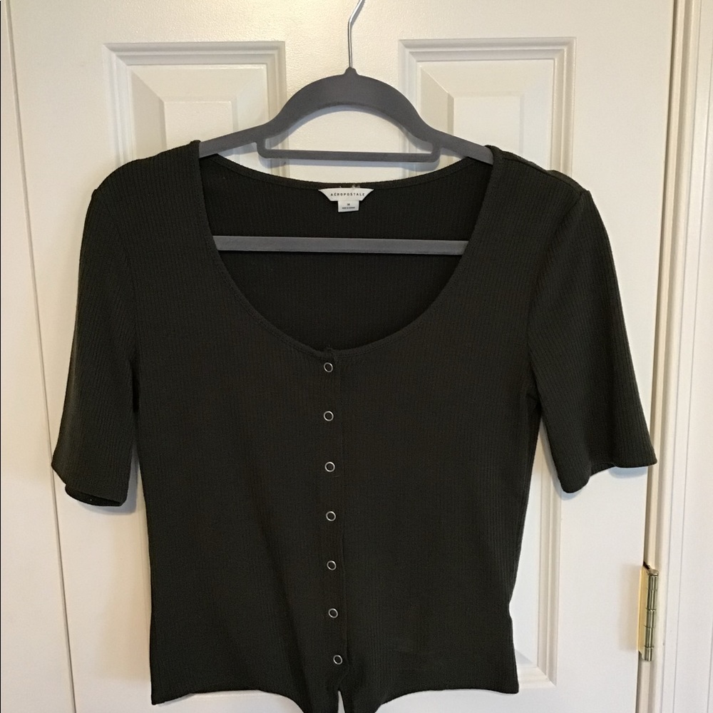 OLIVE GREEN Aeropostale Button Up Top